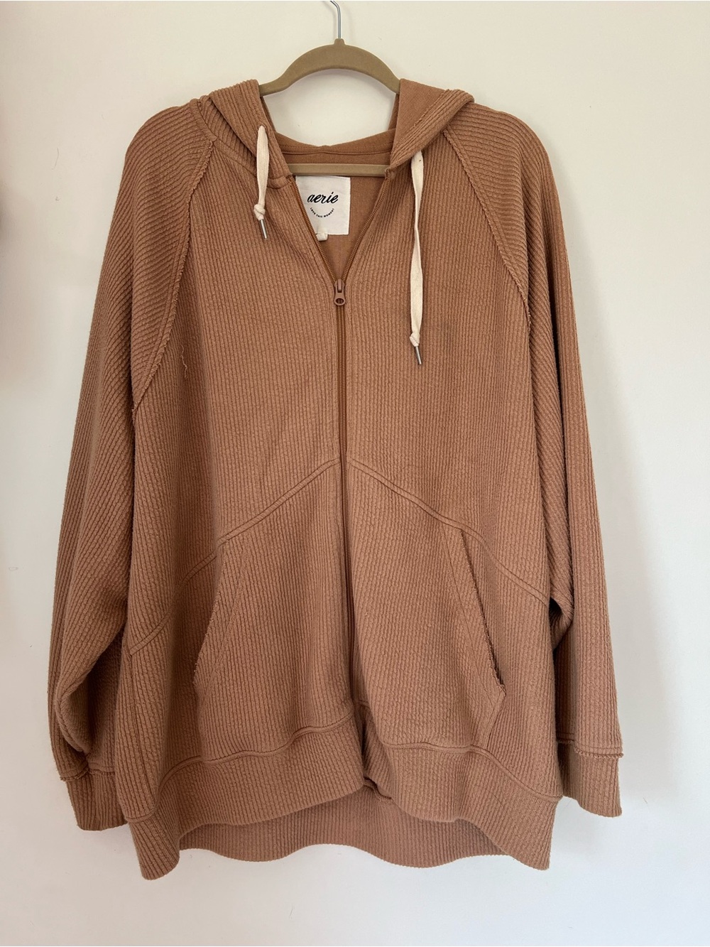 Aerie ribbed zip up hoodie